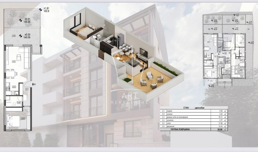 Glavna slika -Svetog Klimenta, Dvosoban stan na prodaju, 57m2, 219.000€