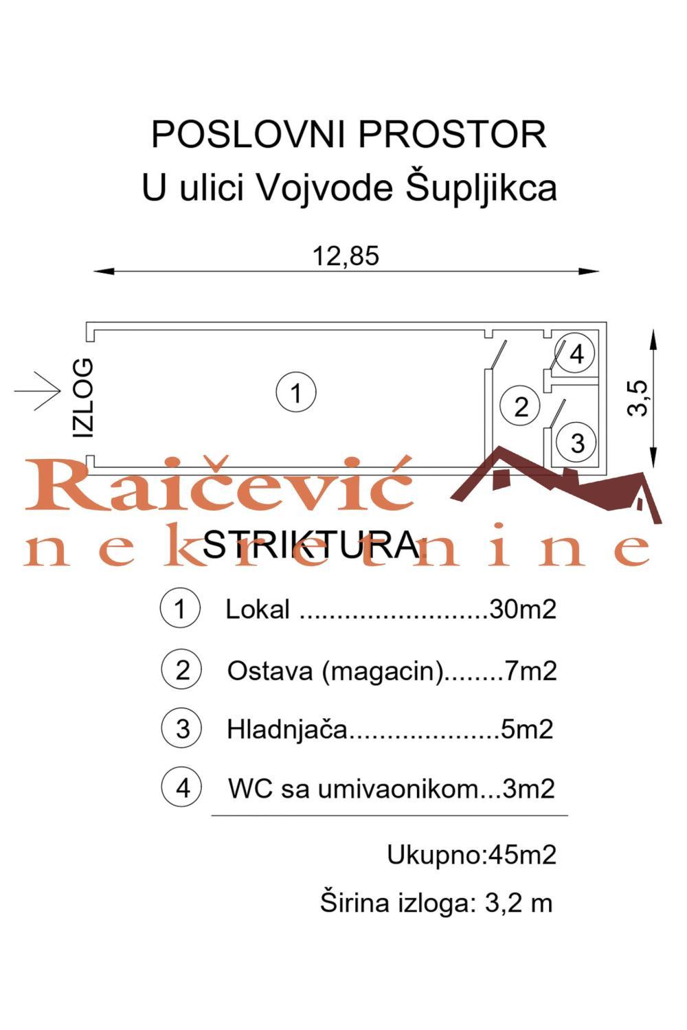 Glavna slika -Vojvode Supljikca,  Lokal za izdavanje, 45m2, 1.200€