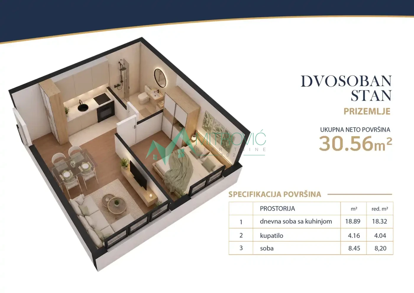 Glavna slika -Dvosoban stan na prodaju, 30m2, 54.000€