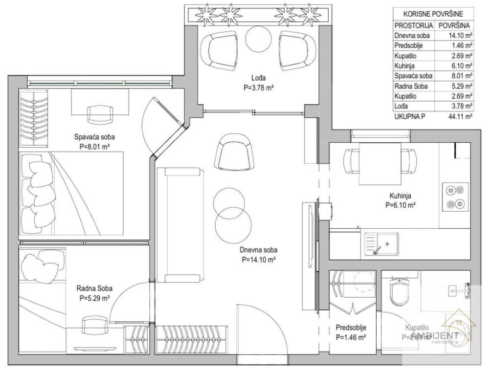 Slika 7 - Dvoiposoban stan na prodaju, 44m2, 198.000€