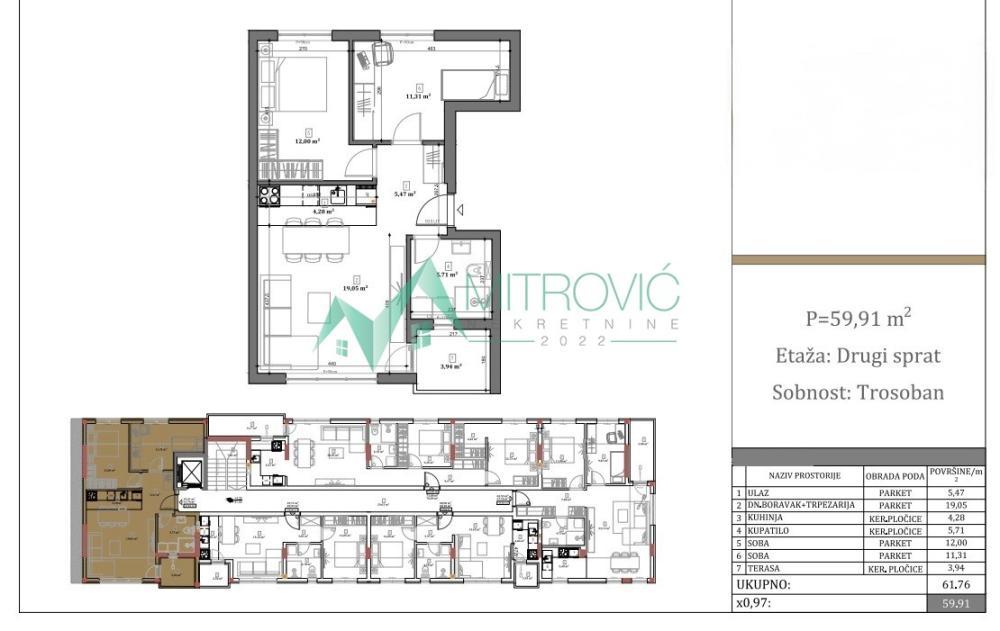 Glavna slika -Trosoban stan na prodaju, 60m2, 169.690€