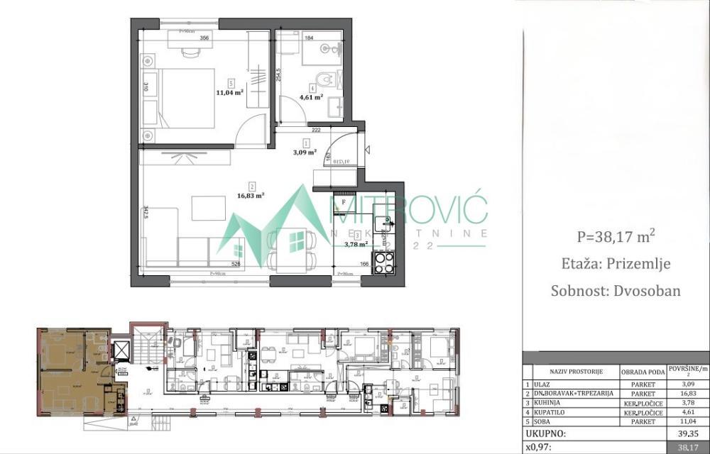 Glavna slika -Dvosoban stan na prodaju, 38m2, 108.860€