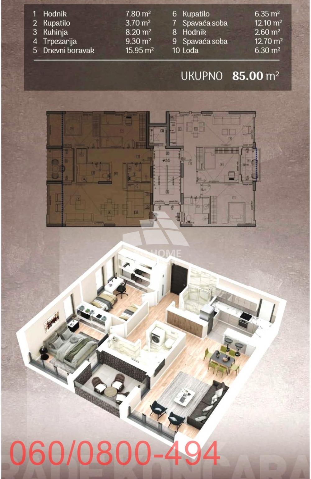 Glavna slika -Rade Končara, Trosoban stan na prodaju, 81m2, 310.000€