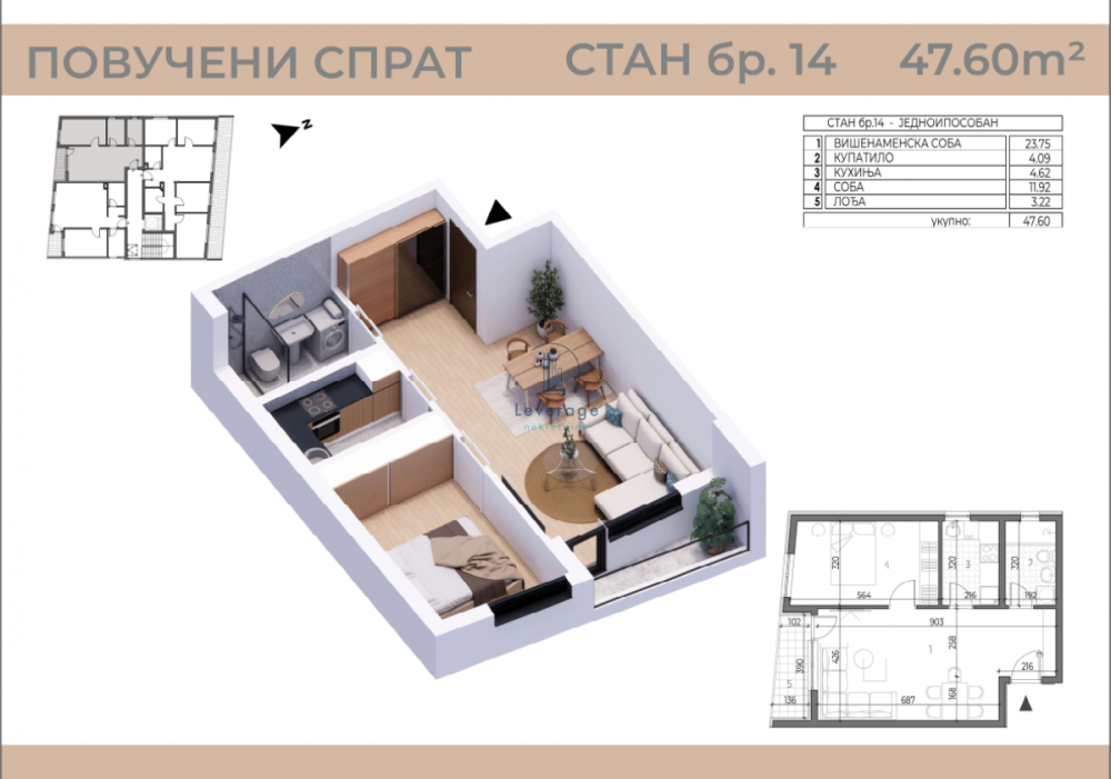Slika 4 - Jednoiposoban stan na prodaju, 47m2, 131.948€