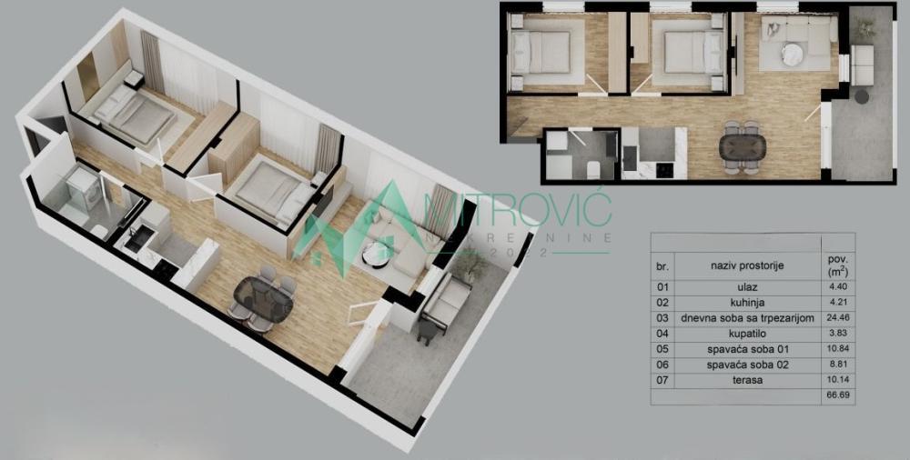 Glavna slika -Trosoban stan na prodaju, 67m2, 141.470€