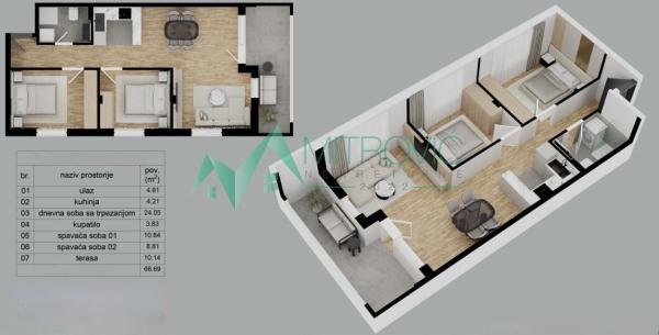 Glavna slika -Trosoban stan na prodaju, 67m2, 141.470€