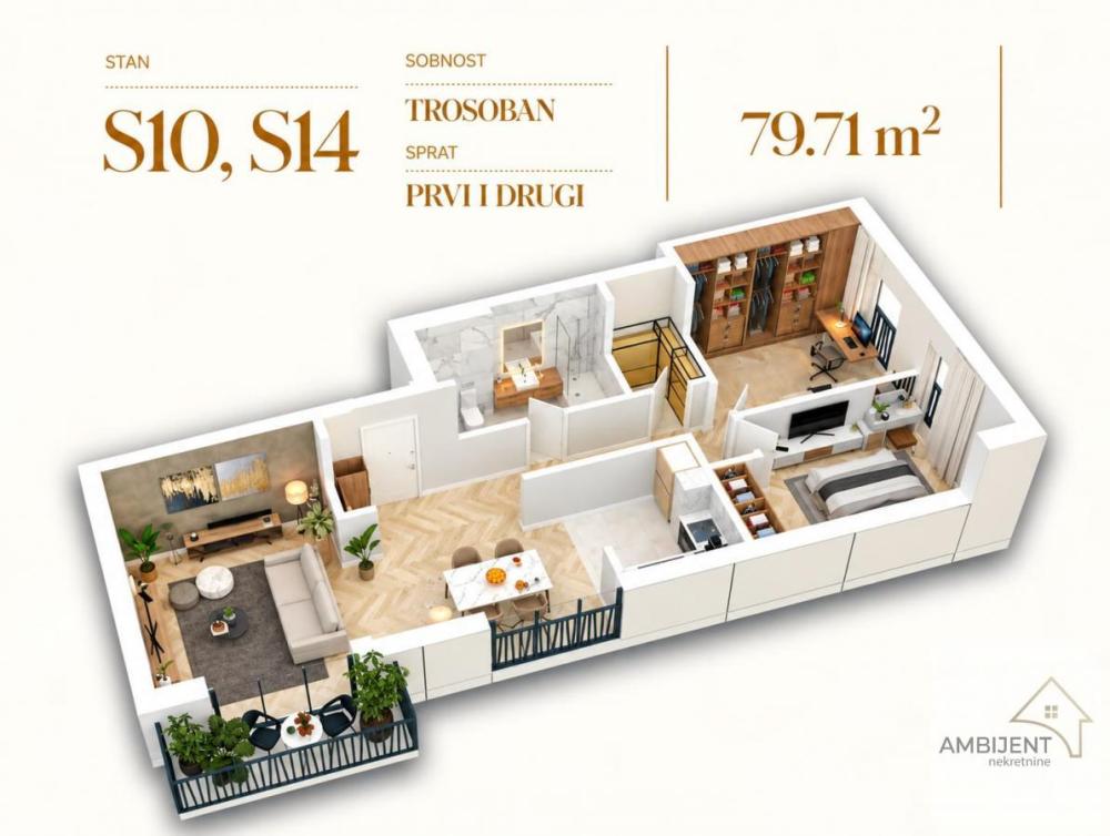 Slika 2 - Trosoban stan na prodaju, 79m2, 374.973€