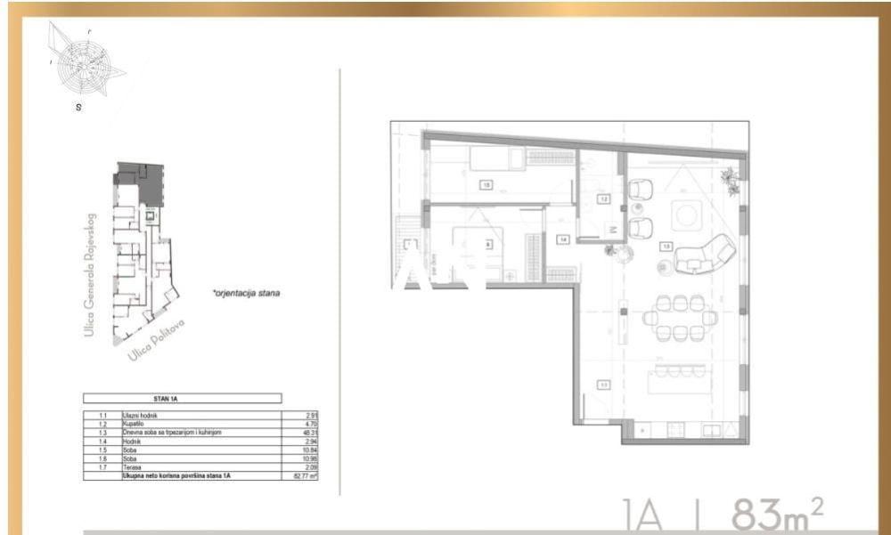 Slika 1 - Politova, Trosoban stan na prodaju, 83m2, 371.425€