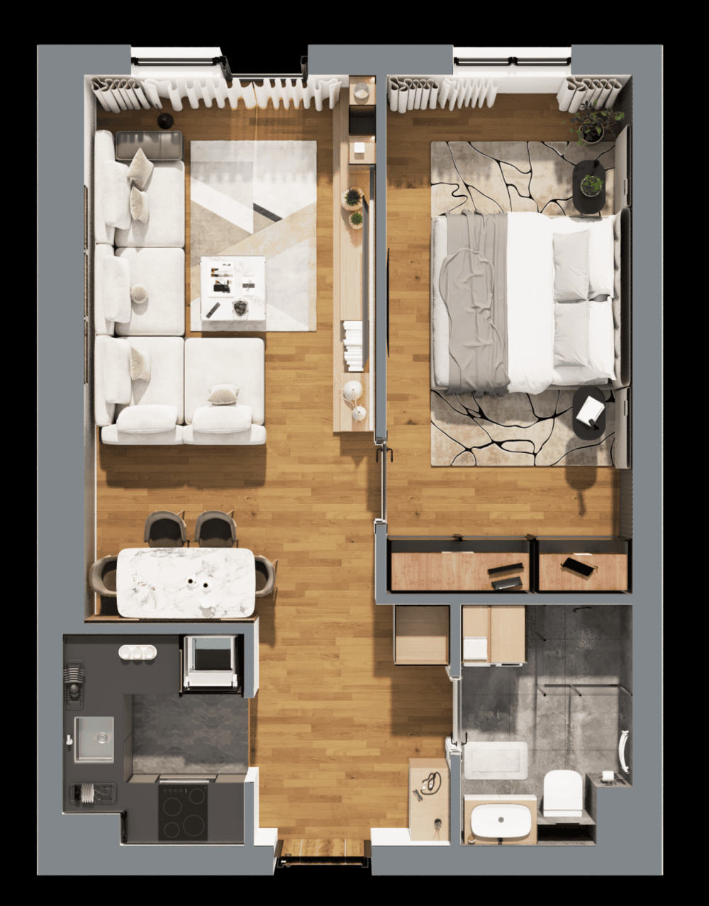 Slika 1 - Vinogradska, Dvosoban stan na prodaju, 43m2, 129.840€