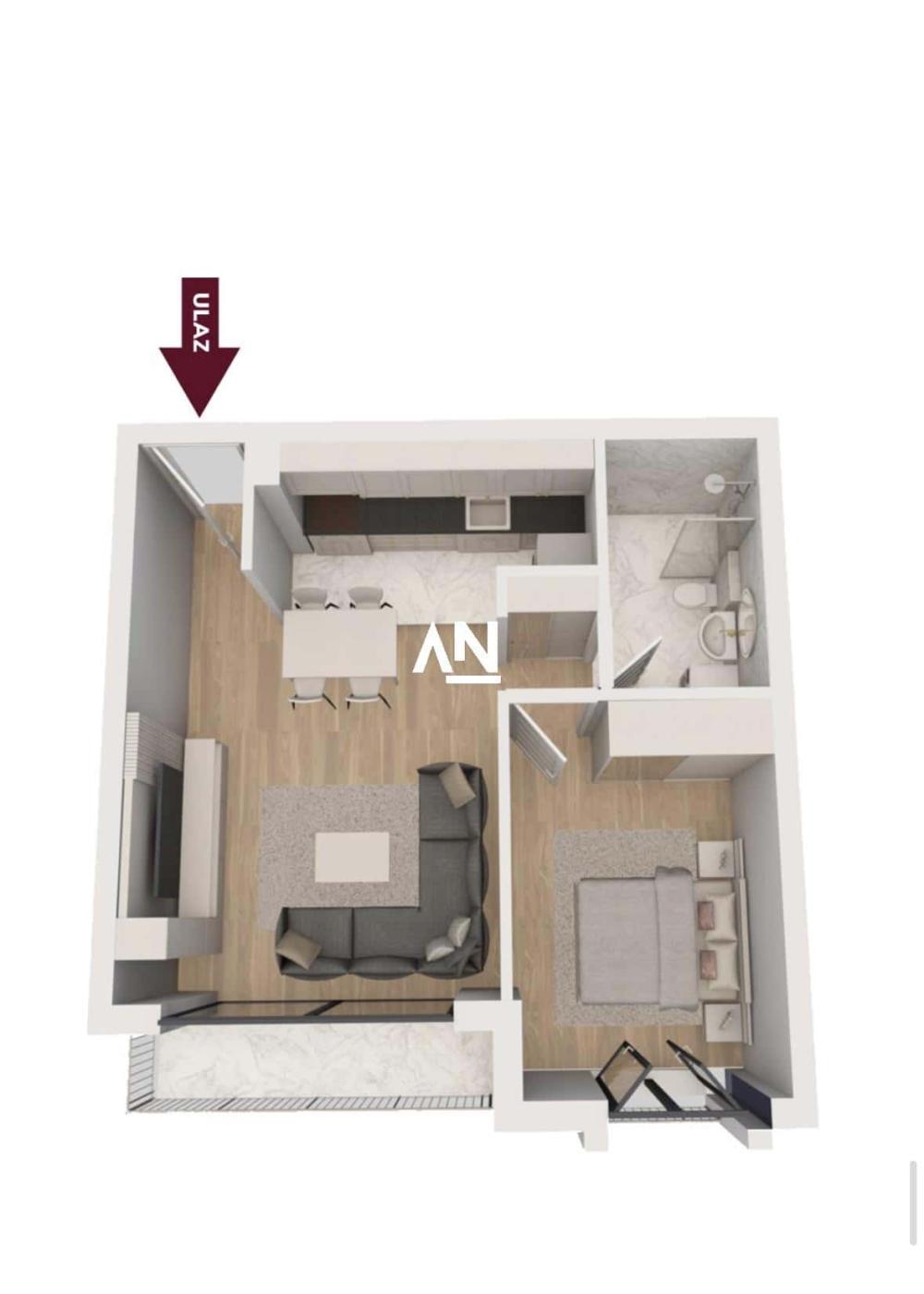 Slika 1 - Beranska, Dvosoban stan na prodaju, 49m2, 142.100€