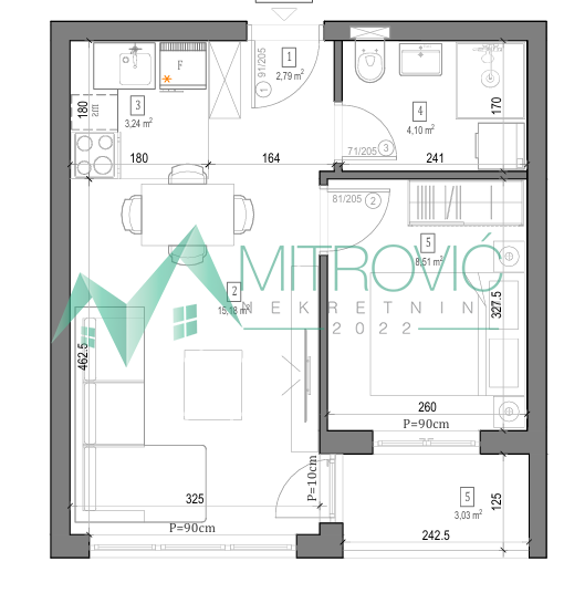 Slika 1 - Dvosoban stan na prodaju, 36m2, 118.450€