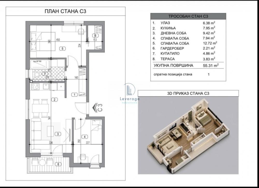 Slika 7 - Dvoiposoban stan na prodaju, 55m2, 108.408€