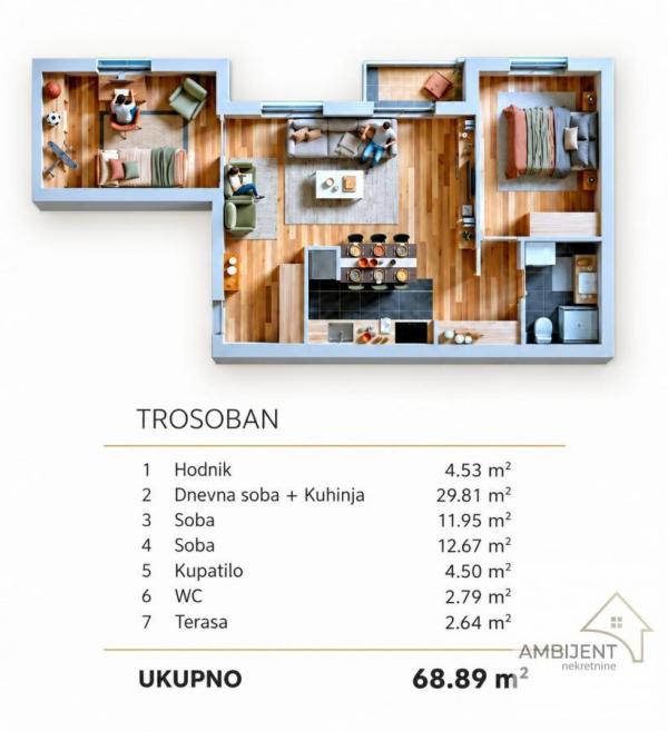 Slika 5 - Trosoban stan na prodaju, 68m2, 227.337€