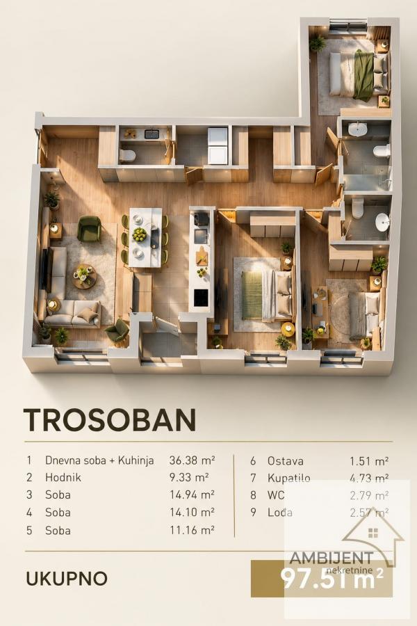 Slika 5 - Četvorosoban stan na prodaju, 97m2, 312.032€
