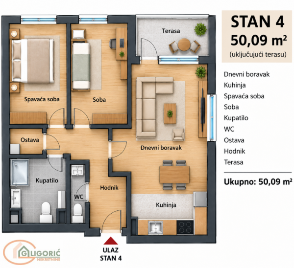 Slika 1 - Dvosoban stan na prodaju, 50m2, 175.315€